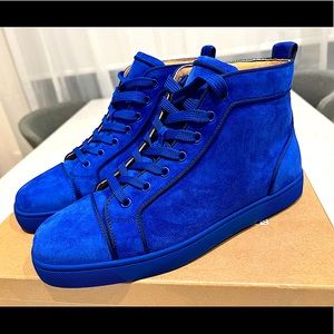Men’s Christian Louboutin blue high top sneakers NWT